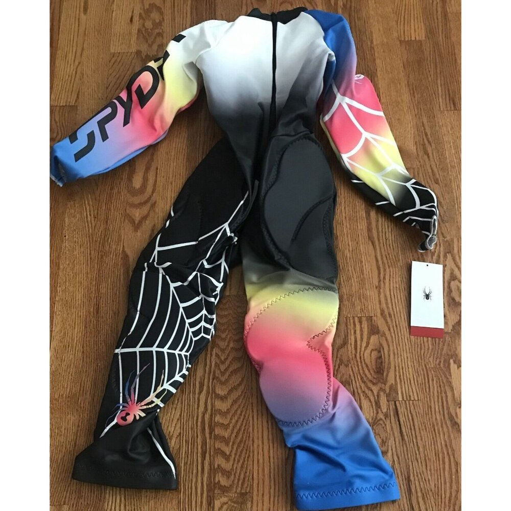 Spyder Ski Race Suit Womens Size Small S Black Pink Yellow Padded Skiing Ladies